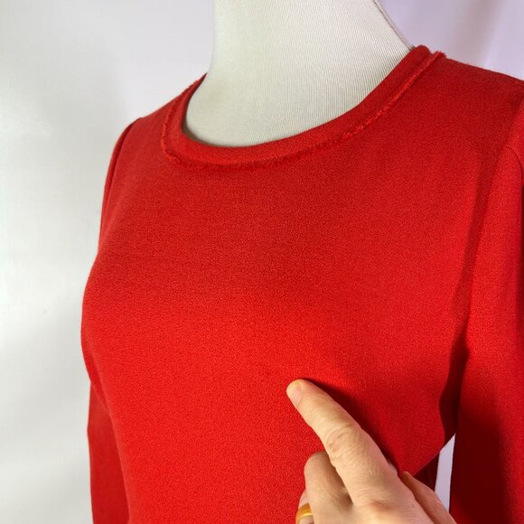 J. Crew Factory Sz 6 Red 3/4 Sleeve Wool Blend Dress Zip Back Lined 95620 - Picture 3 of 11